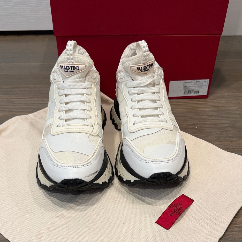 Valentino Cream and Black Chunky Sneakers